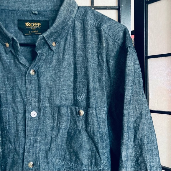 10 Deep denim long sleeve button down sz XL - Picture 3 of 7